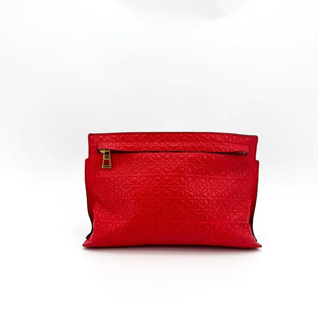 Loewe Repeat Anagram Leather Clutch Bag Red Red Leather Very good - Inside View