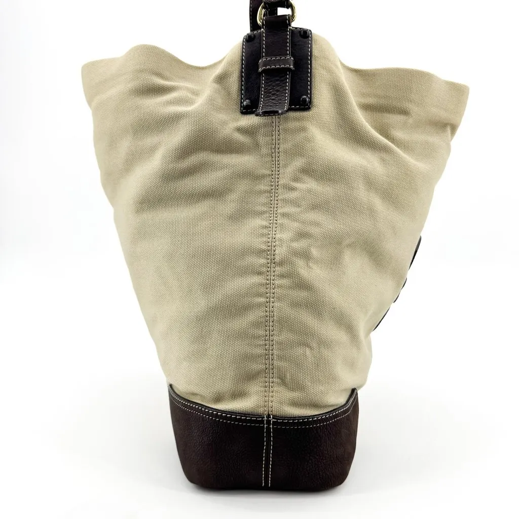 Loewe Anagram Canvas Shoulder Bag Beige Black Beige Canvas Good - Box View