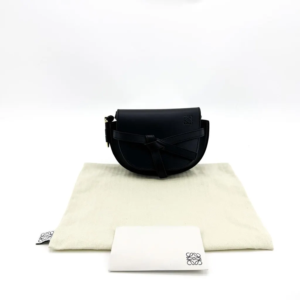Loewe Mini Gate Shoulder Bag Black Black Leather Good - Back View