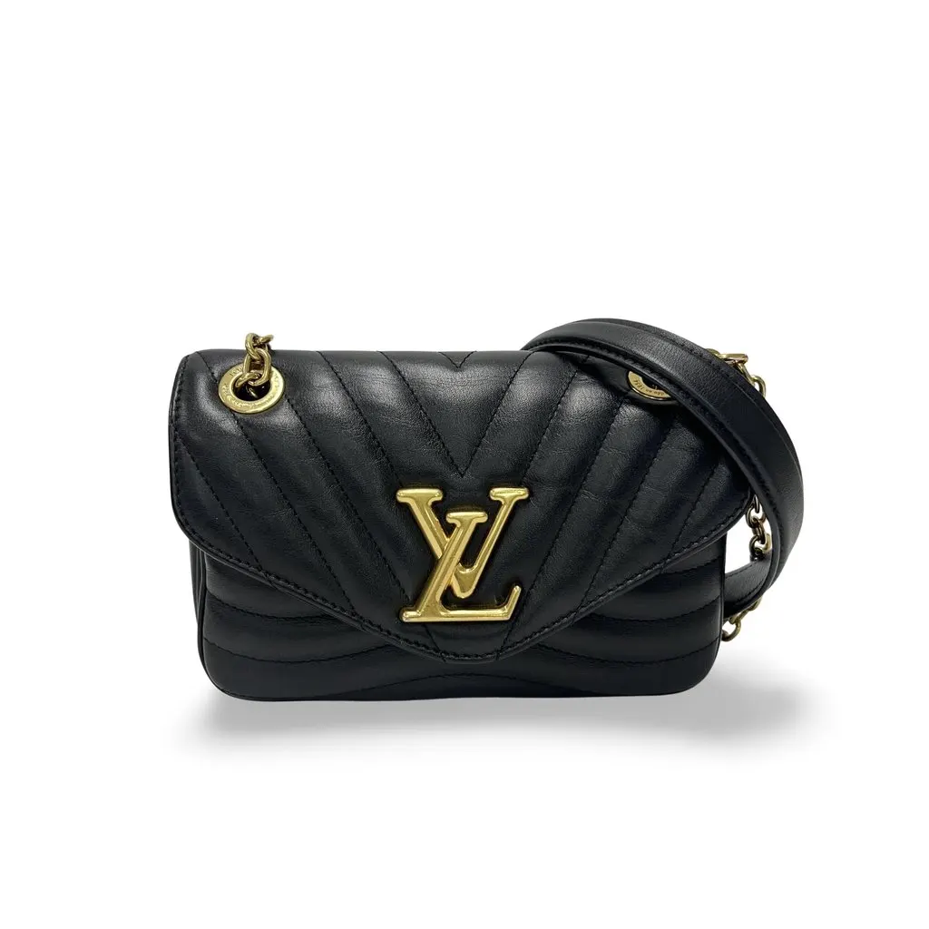 Louis Vuitton New Wave Chain Bag PM Black Black Leather Good - Front View