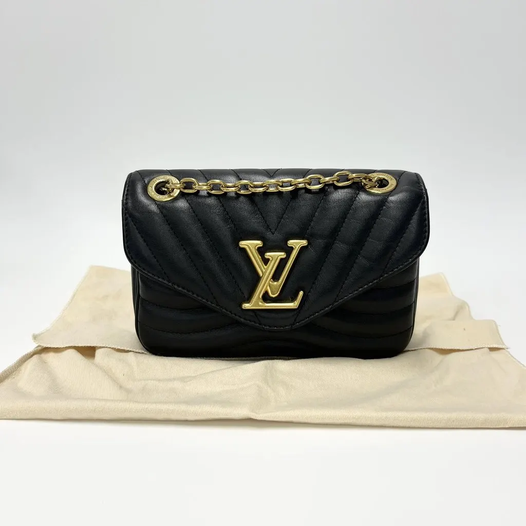 Louis Vuitton New Wave Chain Bag PM Black Black Leather Good - Back View