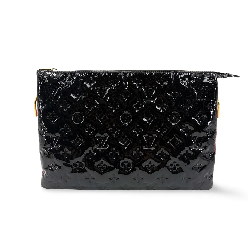 Louis Vuitton Monogram Vernis Pochette Cosmetic PM Noir Black Leather Good - Front View