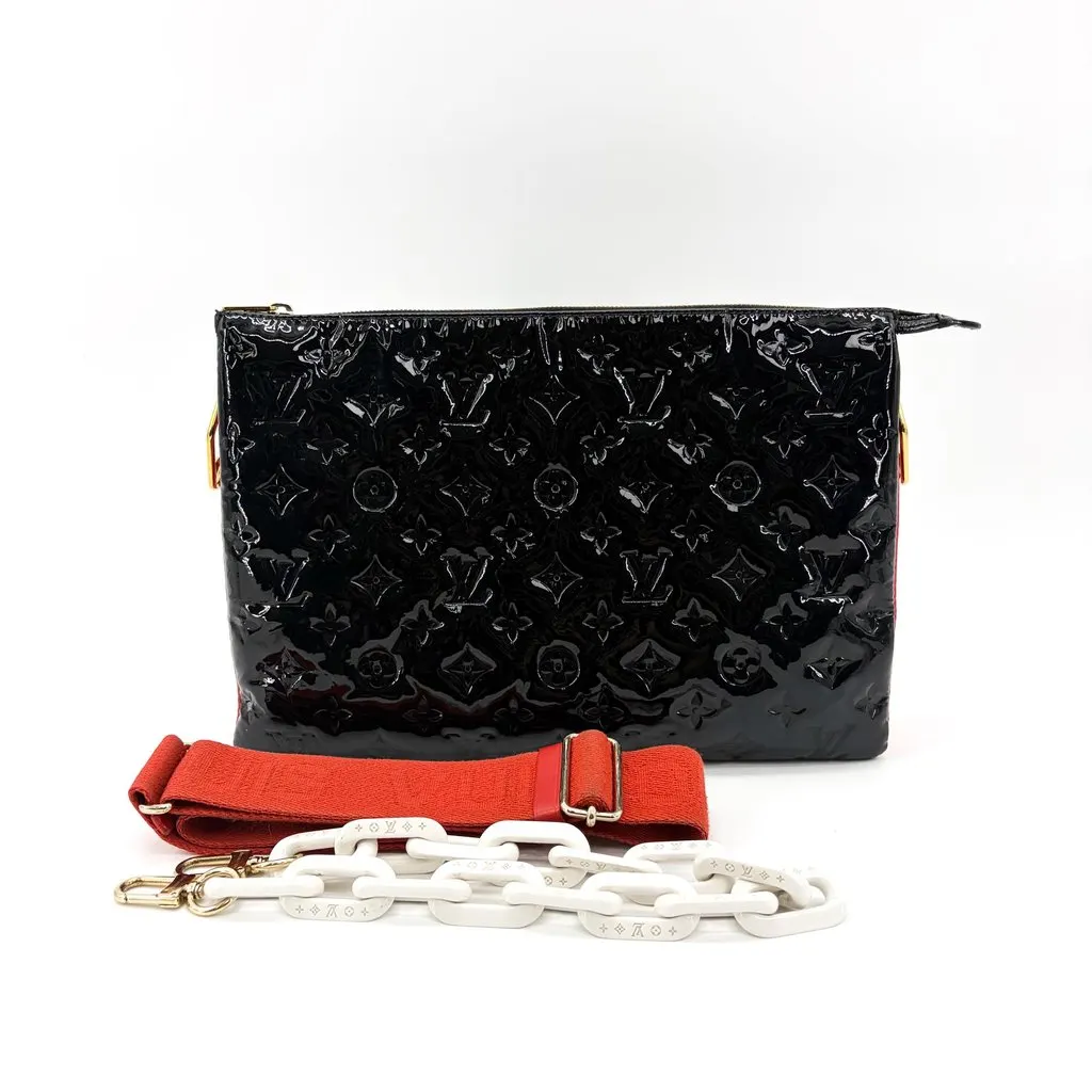 Louis Vuitton Monogram Vernis Pochette Cosmetic PM Noir Black Leather Good - Back View
