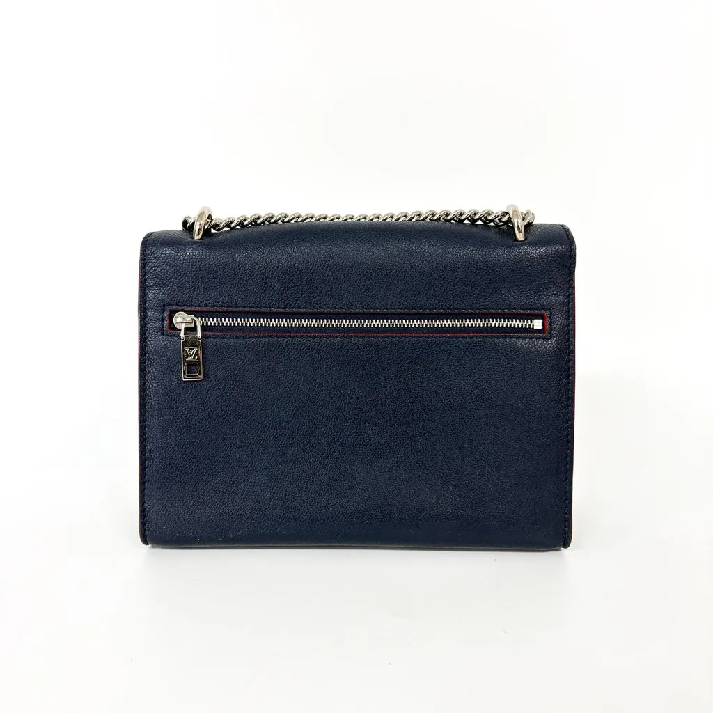 Louis Vuitton My Lock Me Chain Bag Navy Gold Leather Good - Back View