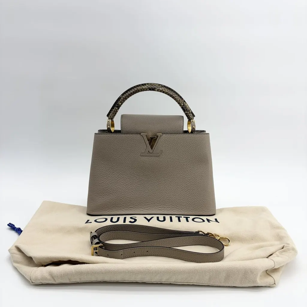 Louis Vuitton Capucines BB Gallé Torillon Python Handle Beige Leather Very good - Back View