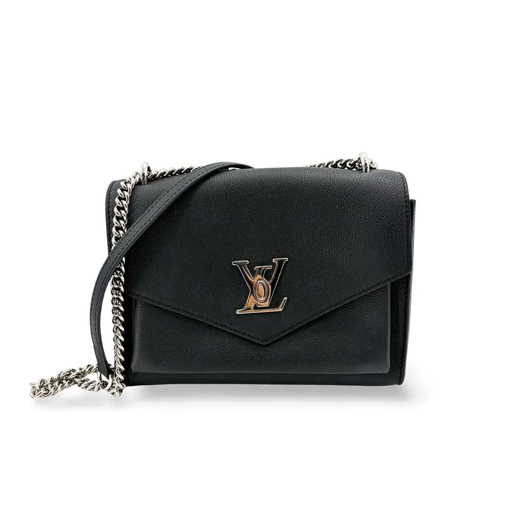 Louis Vuitton MyLockMe BB Chain Bag Black with Silver Hardware MultiColor Leather Very good - Front View