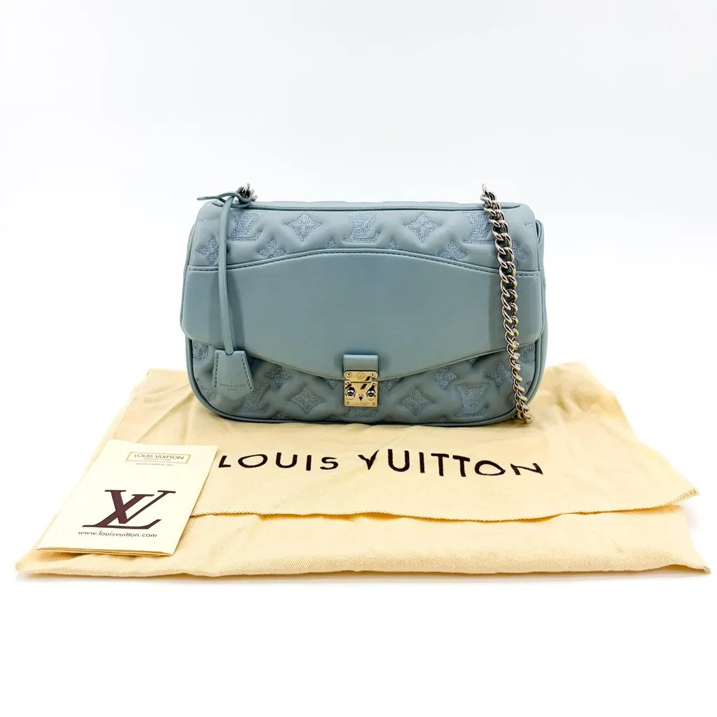 Louis Vuitton Monogram Quilted Marceau Sky Blue Silver Hardware Silver Leather Good - Back View