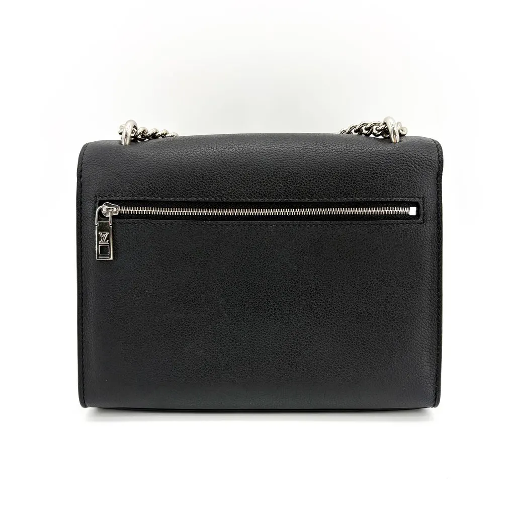 Louis Vuitton Lockme II Shoulder Bag Black with Silver Hardware Black Leather Good - Back View
