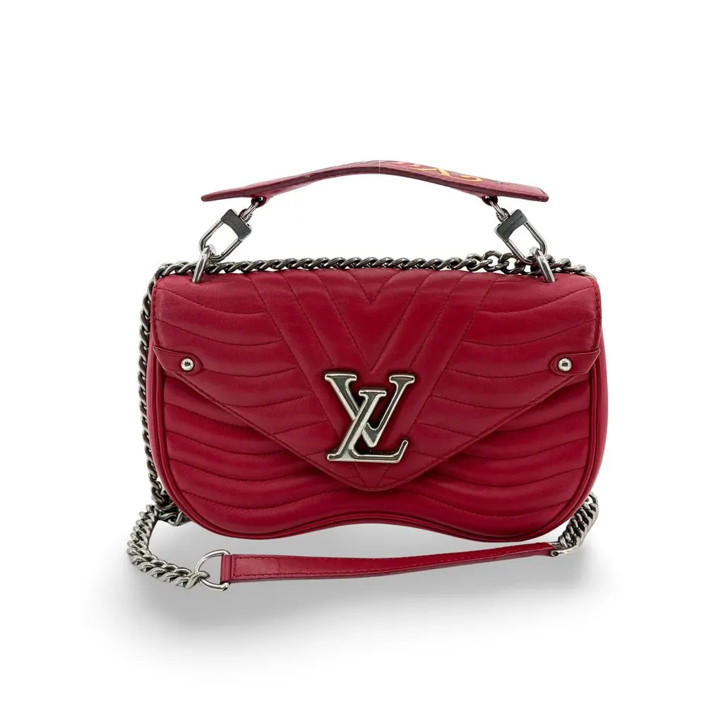 Louis Vuitton New Wave Chain Bag MM Red Silver Hardware Red Leather Very good - Front View