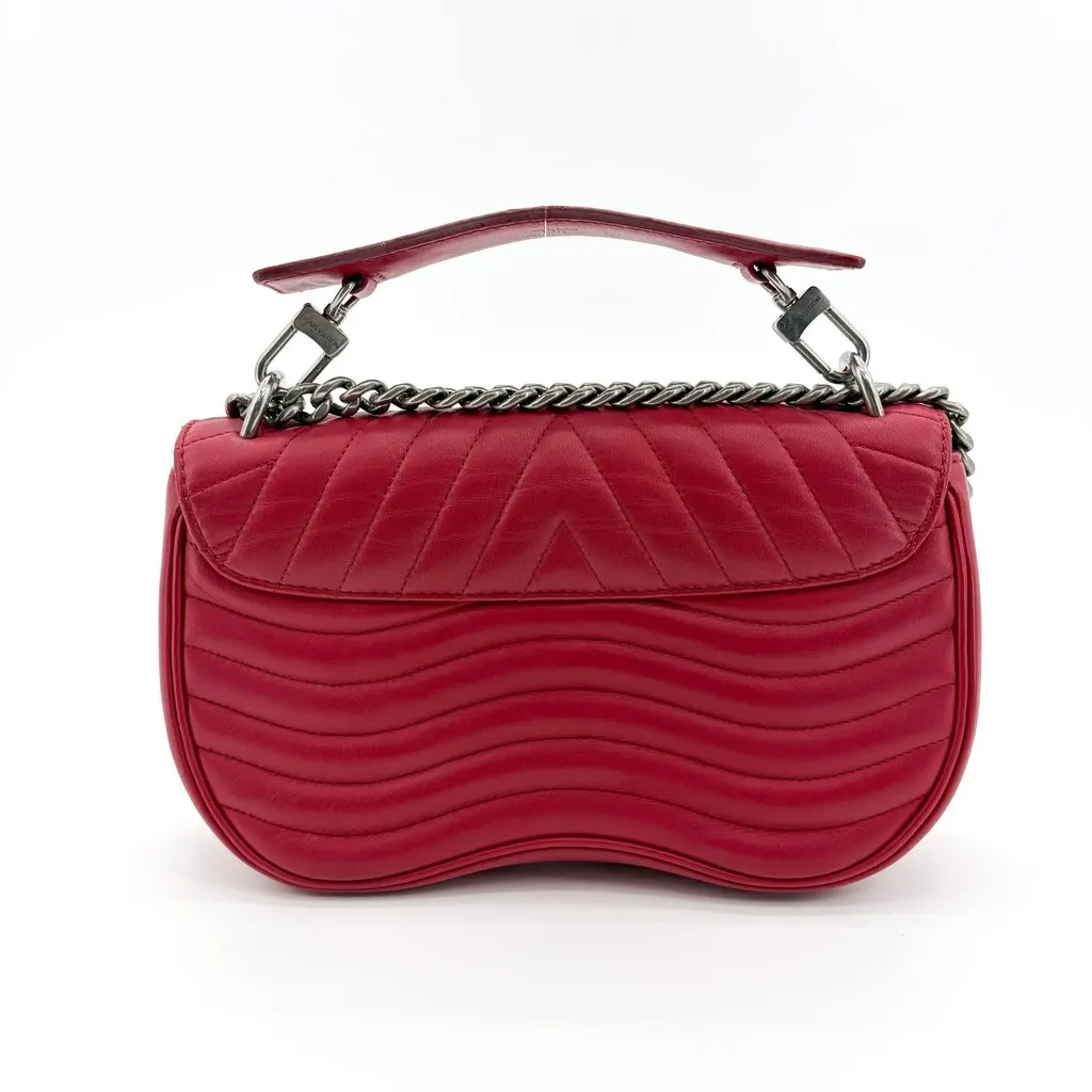 Louis Vuitton New Wave Chain Bag MM Red Silver Hardware Red Leather Very good - Back View
