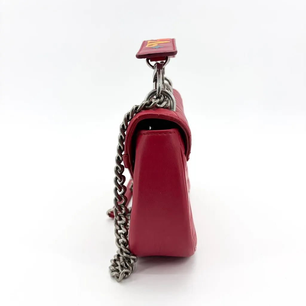 Louis Vuitton New Wave Chain Bag MM Red Silver Hardware Red Leather Very good - Inside View