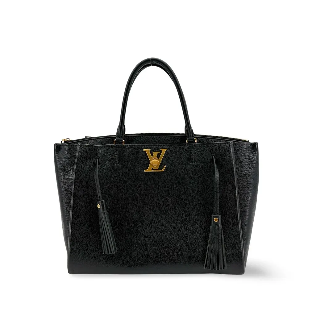 Louis Vuitton Haumea Mahina Noir Black Leather Good - Front View