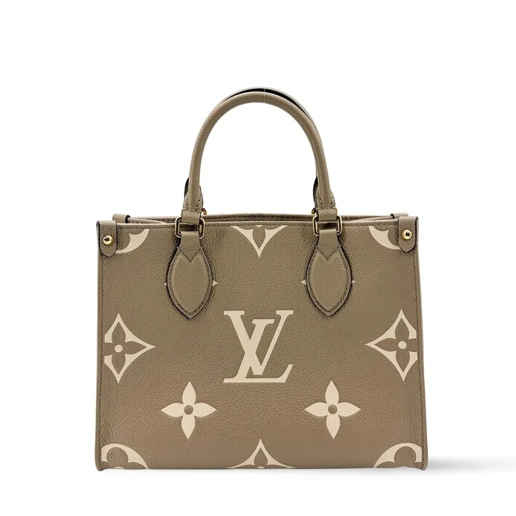 Louis Vuitton On the Go PM Monogram Empreinte Tourtrell Crème Beige Leather Good - Front View