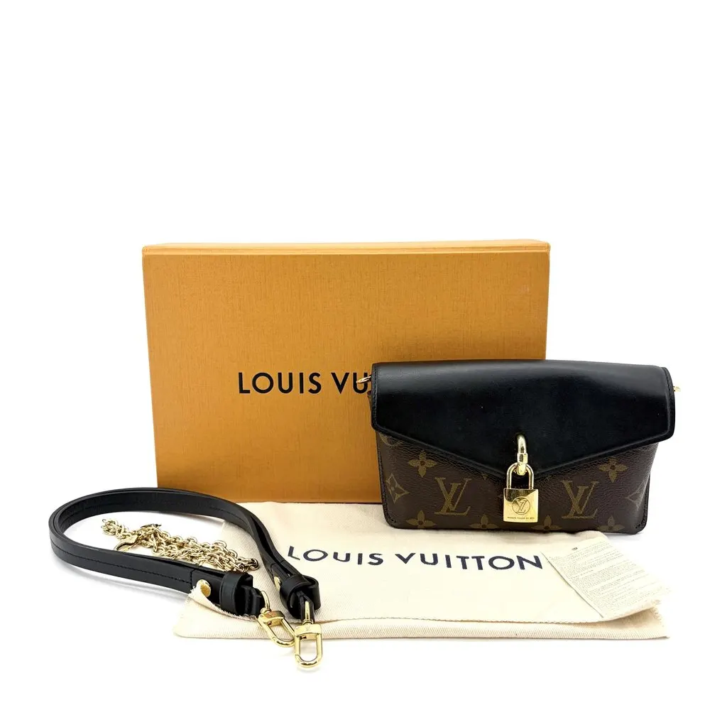 Louis Vuitton Padlock-on Strap Chain Crossbody Bag Black Canvas Very good - Back View