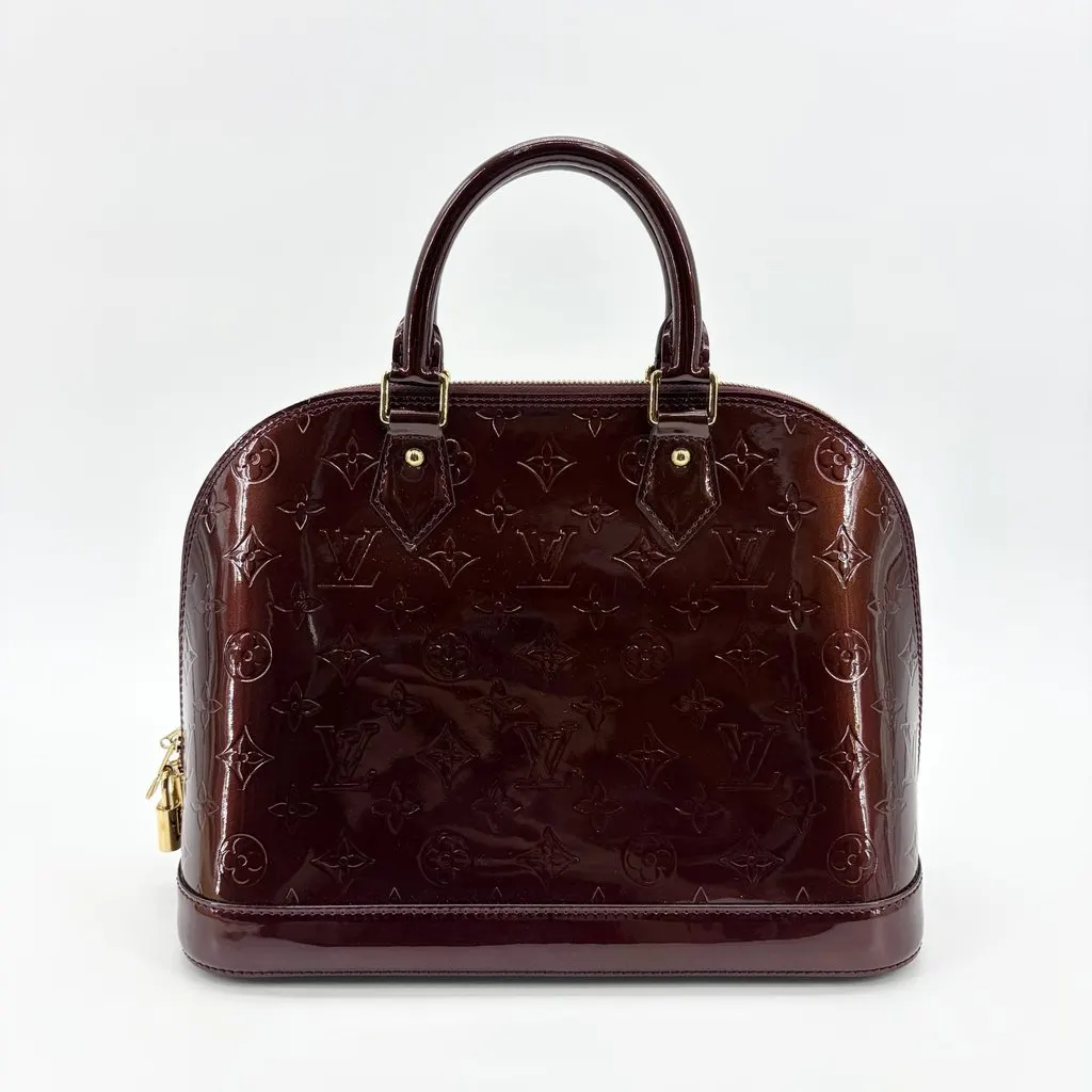 Louis Vuitton Alma PM Monogram Vernis Amarante Burgundy Leather Good - Inside View
