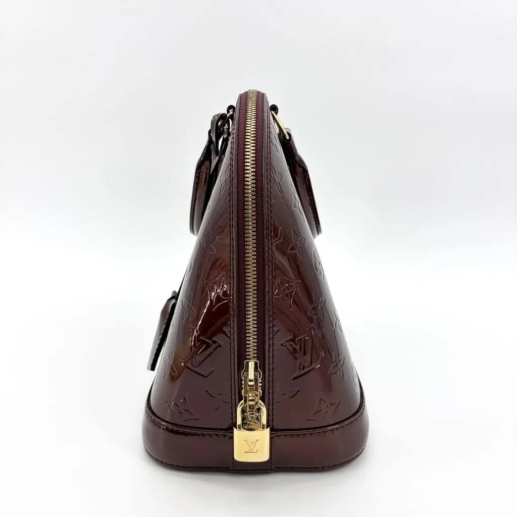 Louis Vuitton Alma PM Monogram Vernis Amarante Burgundy Leather Good - Model View