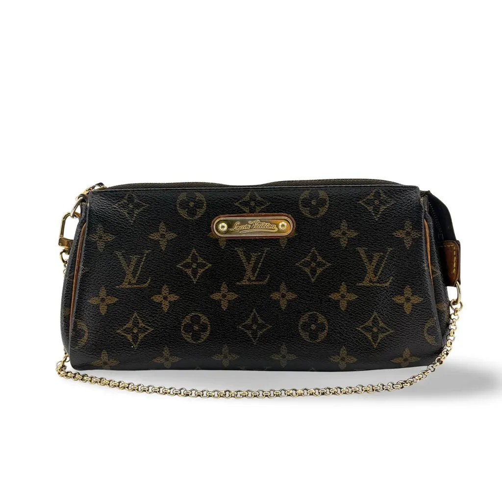 Louis Vuitton Monogram Eva Clutch Brown Canvas Good - Front View