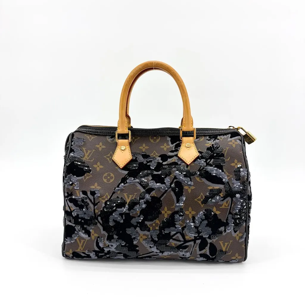 Louis Vuitton Monogram Fleur de Jais Speedy 30 Beige Canvas Good - Back View