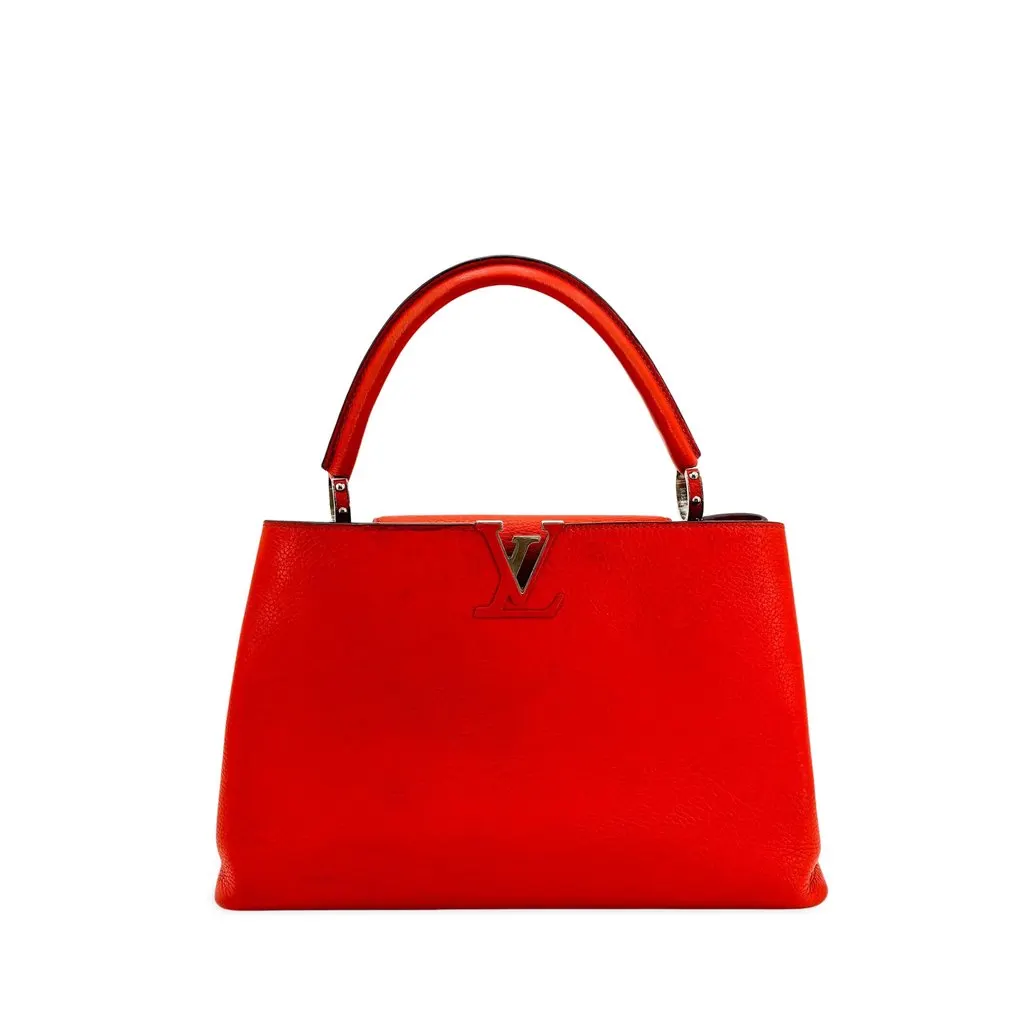 Louis Vuitton Capucines MM Taurillon Red Silver Hardware Red Leather Good - Front View