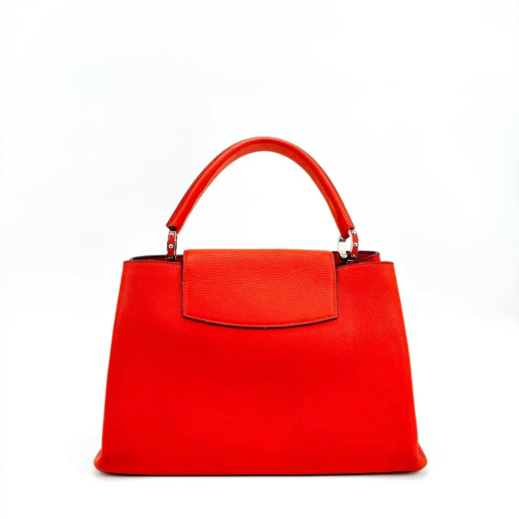 Louis Vuitton Capucines MM Taurillon Red Silver Hardware Red Leather Good - Back View