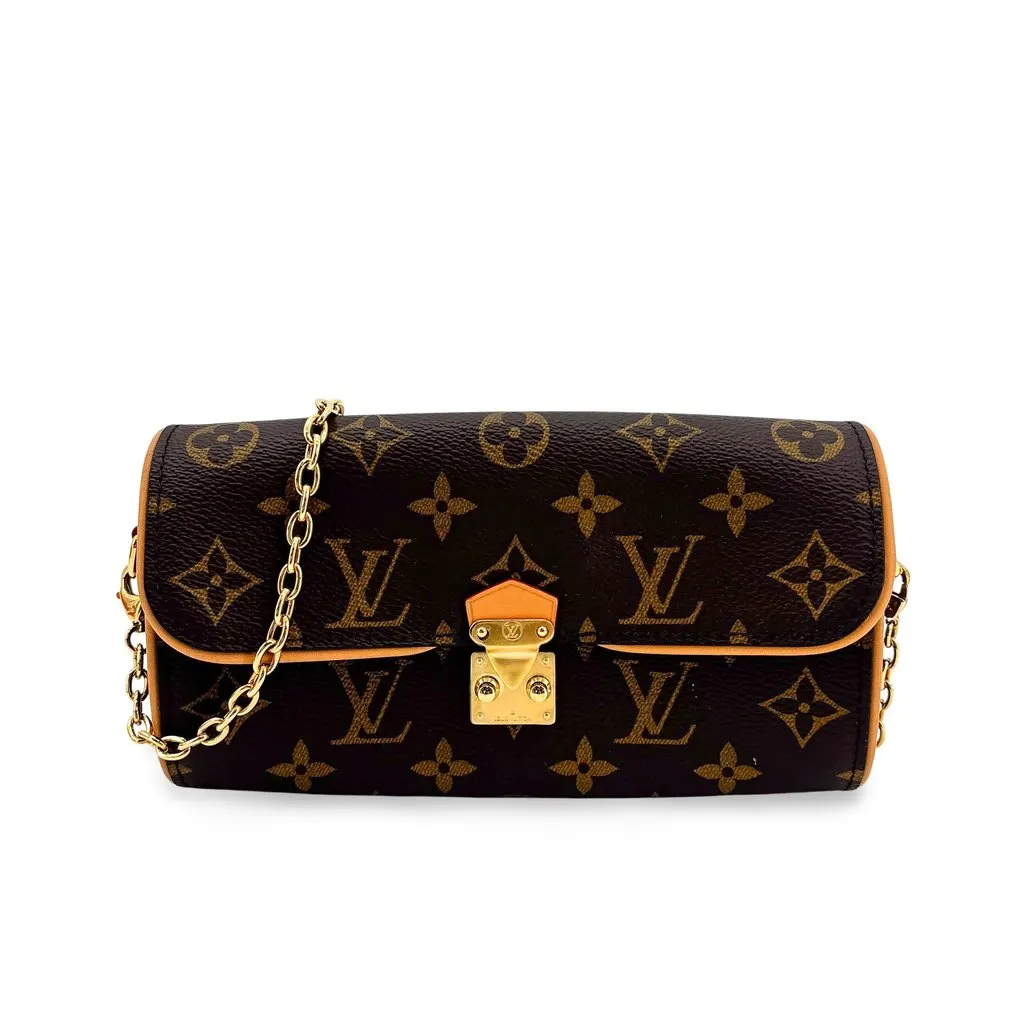 Louis Vuitton Monogram Beverly Clutch Brown Canvas Very good - Front View