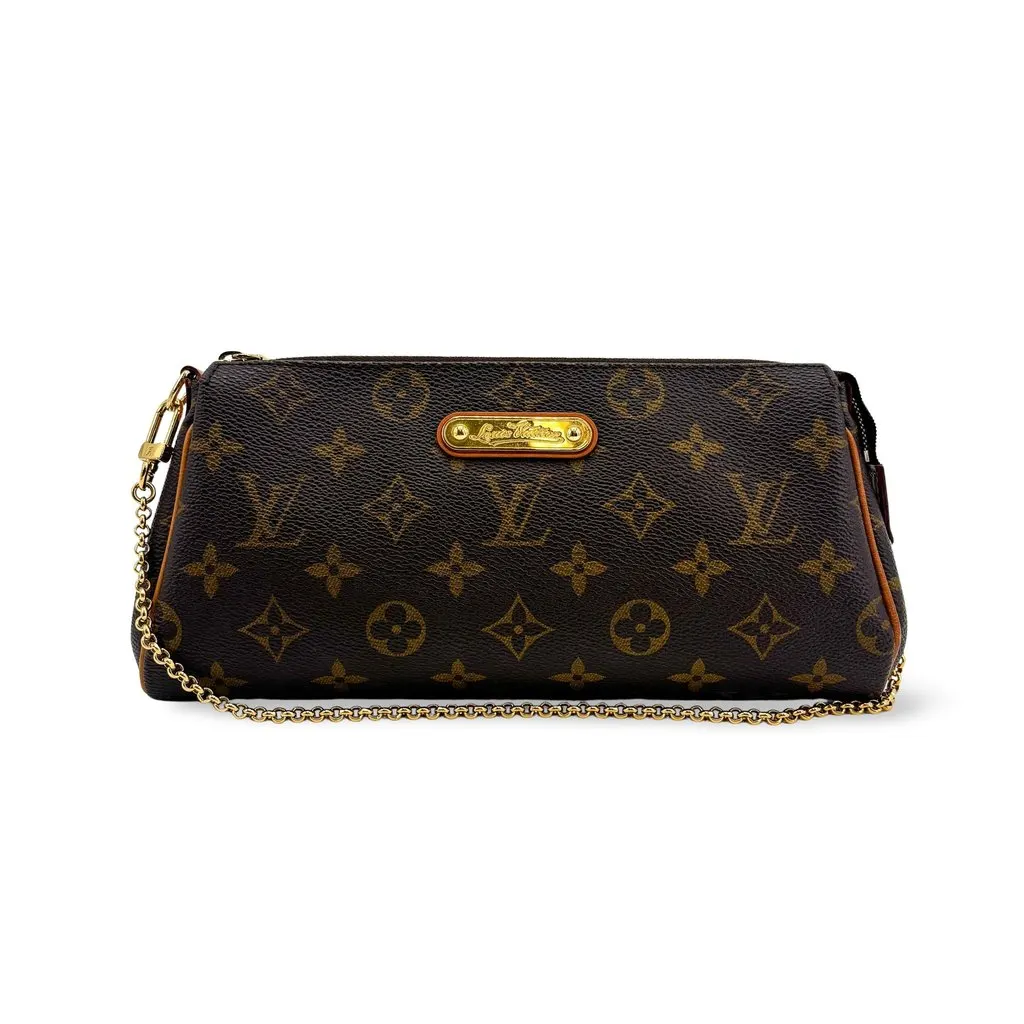 Louis Vuitton Monogram Eva Clutch Brown Canvas Good - Front View