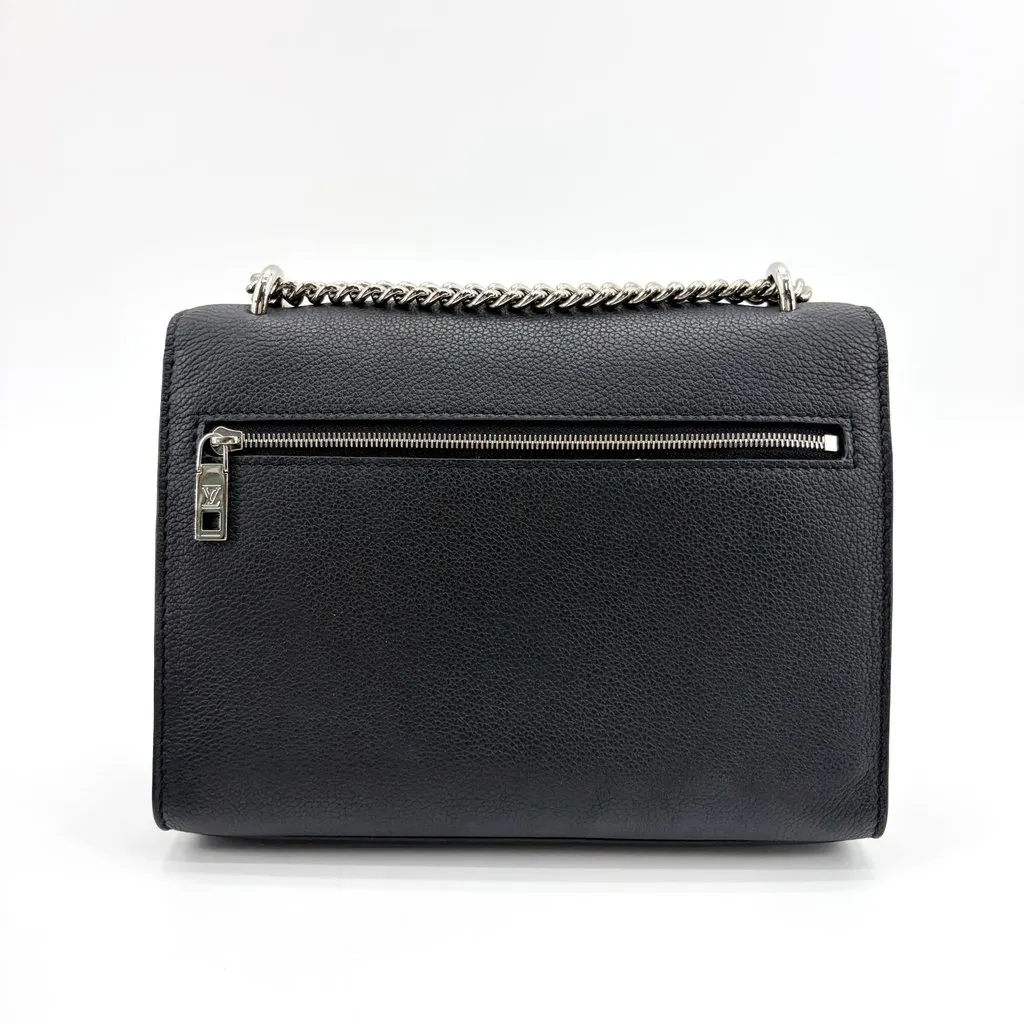 Louis Vuitton My Lockme Chain Shoulder Bag Black Silver Hardware Black Leather Good - Inside View