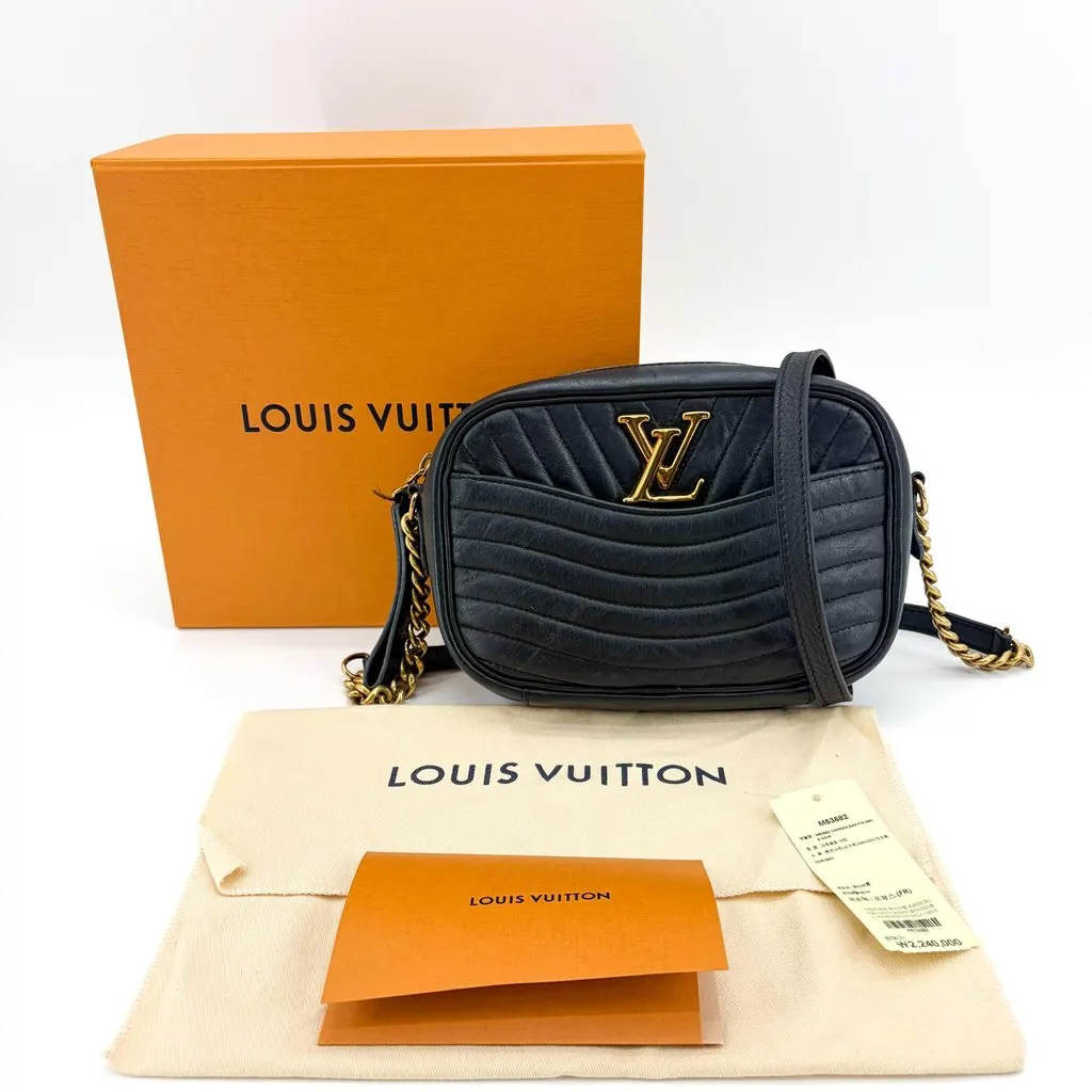 Louis Vuitton New Wave Camera Bag Black Gold Hardware Black Leather Good - Back View