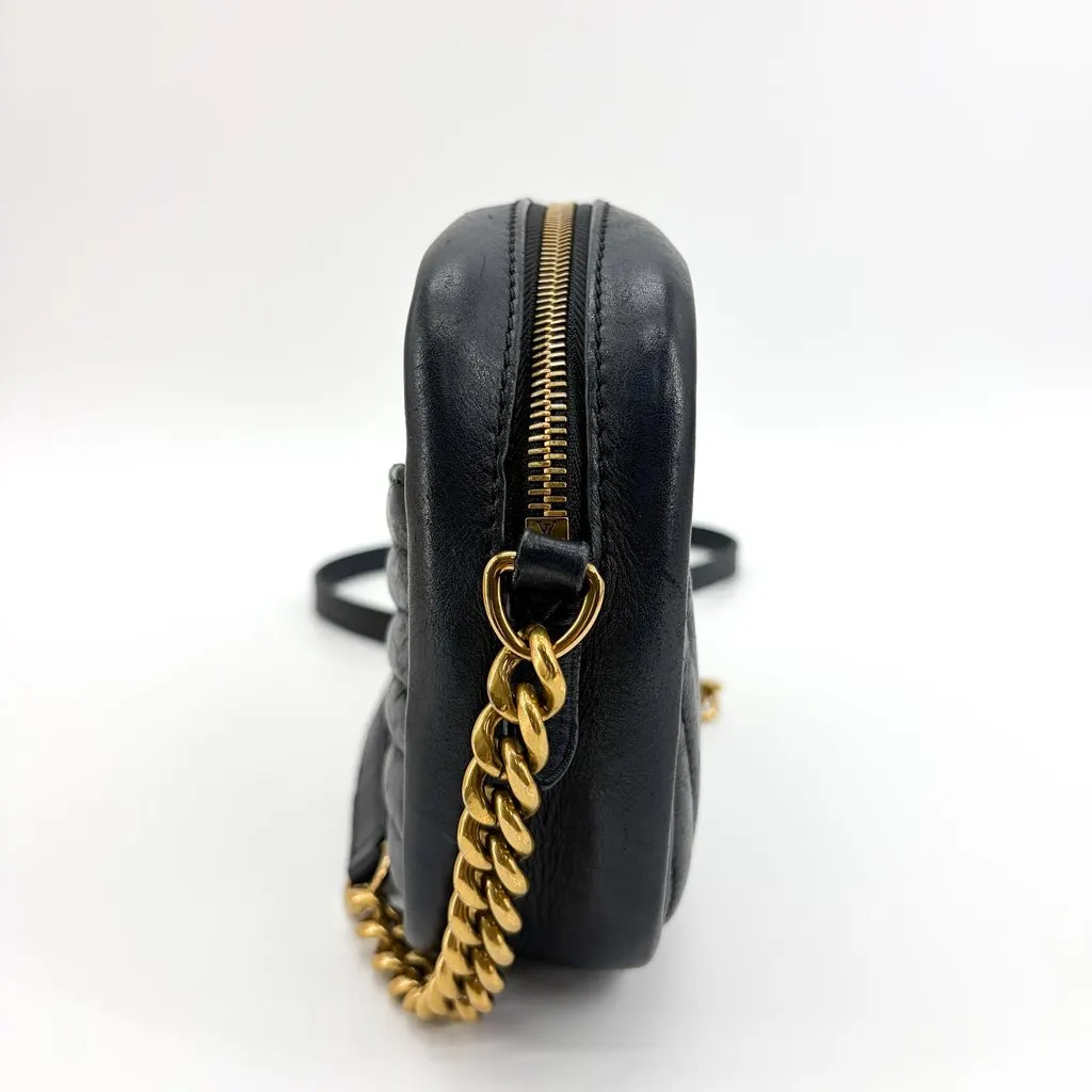 Louis Vuitton New Wave Camera Bag Black Gold Hardware Black Leather Good - Model View