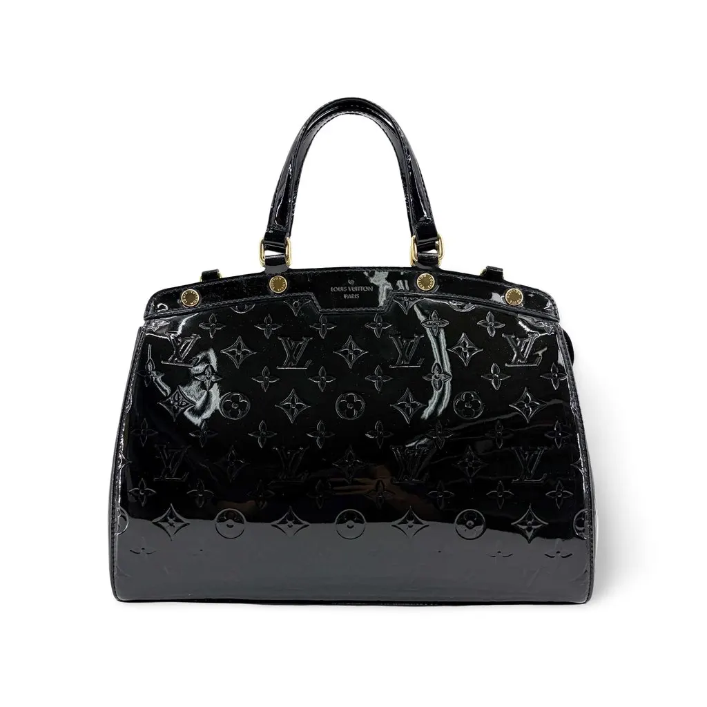 Louis Vuitton Monogram Vernis Melrose Avenue Tote Bag Black Black Leather Good - Front View