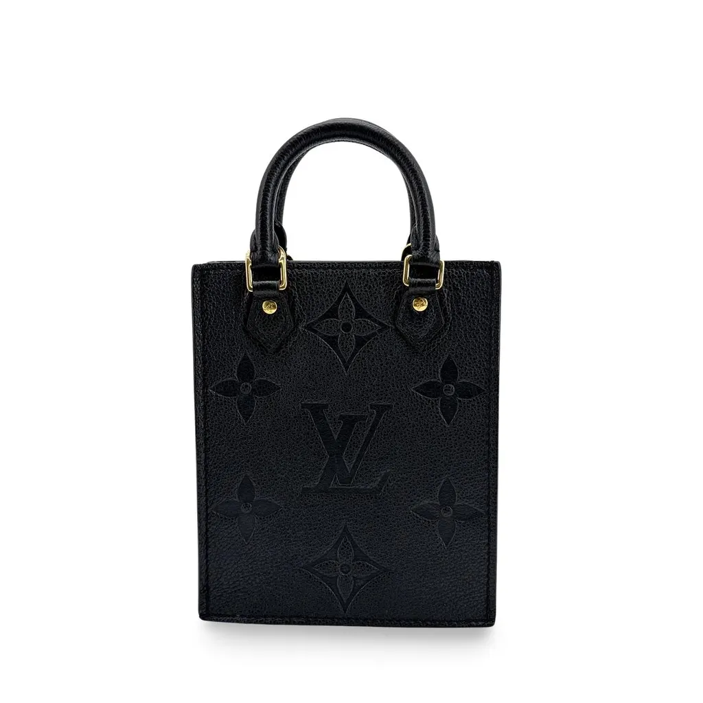 Louis Vuitton Petit Sac Plat Monogram Empreinte Black Black Leather Very good - Front View