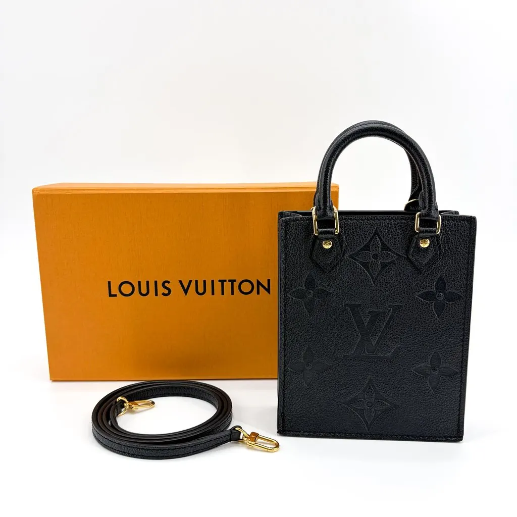 Louis Vuitton Petit Sac Plat Monogram Empreinte Black Black Leather Very good - Back View