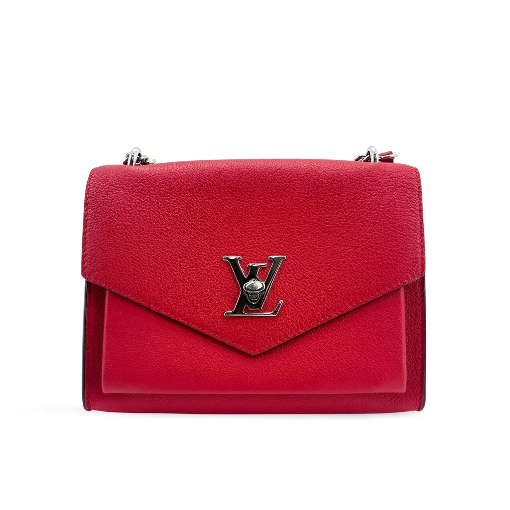 Louis Vuitton Lockme II BB Shoulder Bag Rubis Silver Hardware Red Leather Good - Front View