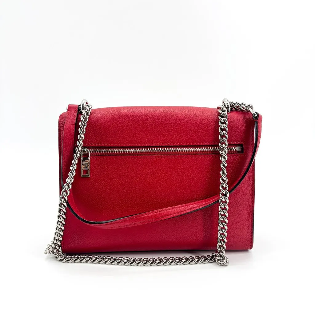 Louis Vuitton Lockme II BB Shoulder Bag Rubis Silver Hardware Red Leather Good - Back View