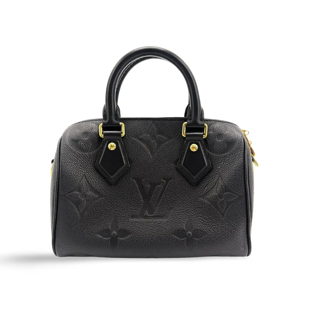 Louis Vuitton Nano Speedy Monogram Empreinte Black Black Leather Good - Front View
