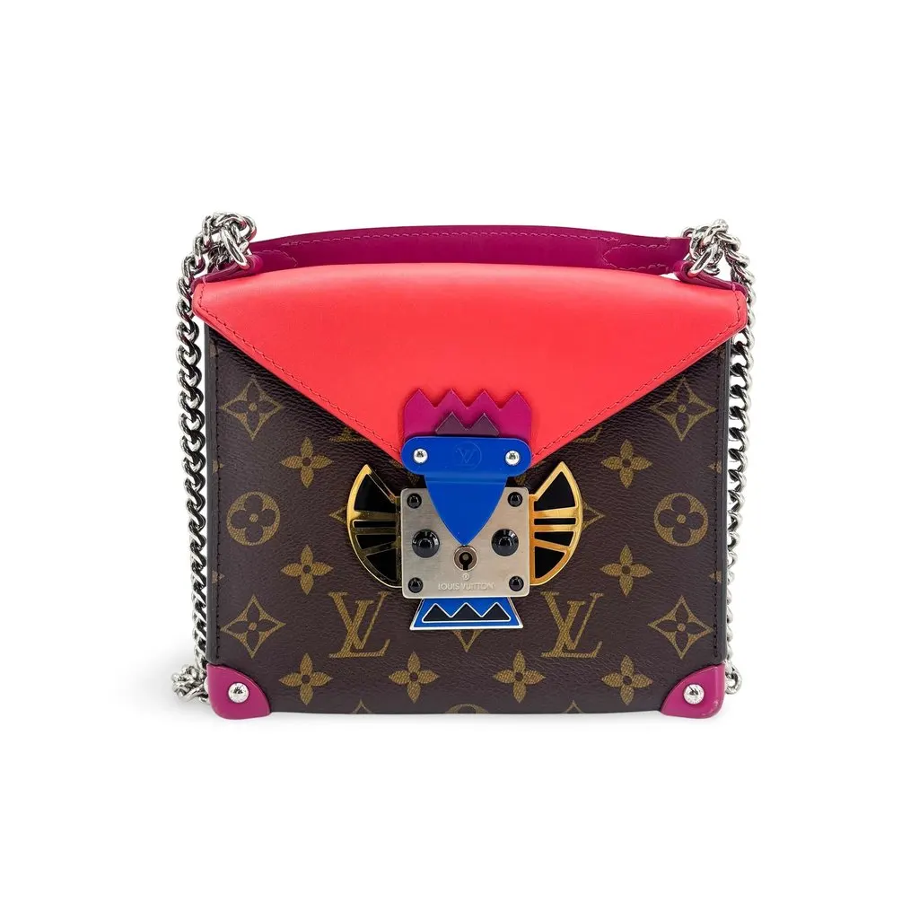 Louis Vuitton Monogram Totem Mask Chain Shoulder Bag PM Blue Canvas Good - Front View