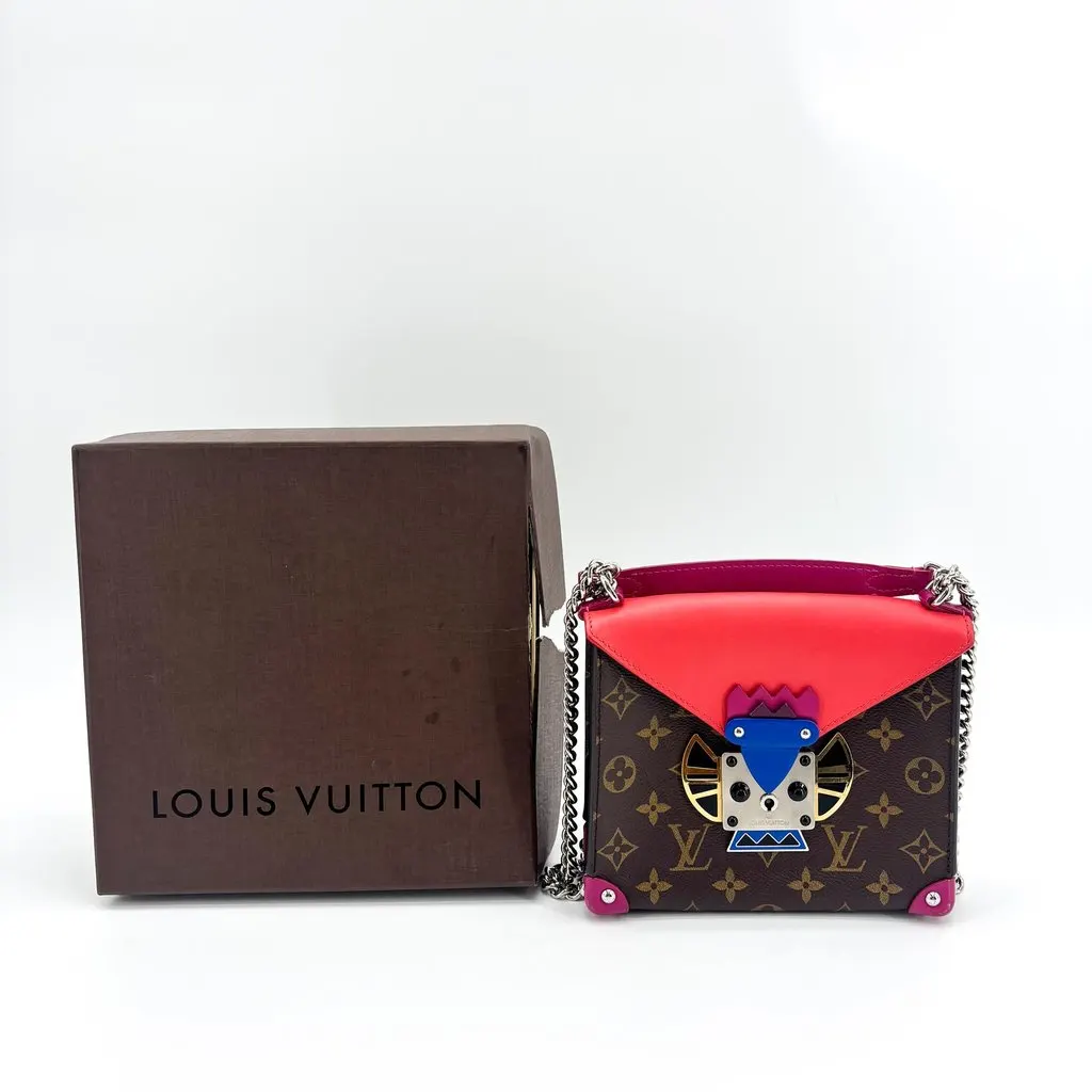 Louis Vuitton Monogram Totem Mask Chain Shoulder Bag PM Blue Canvas Good - Back View