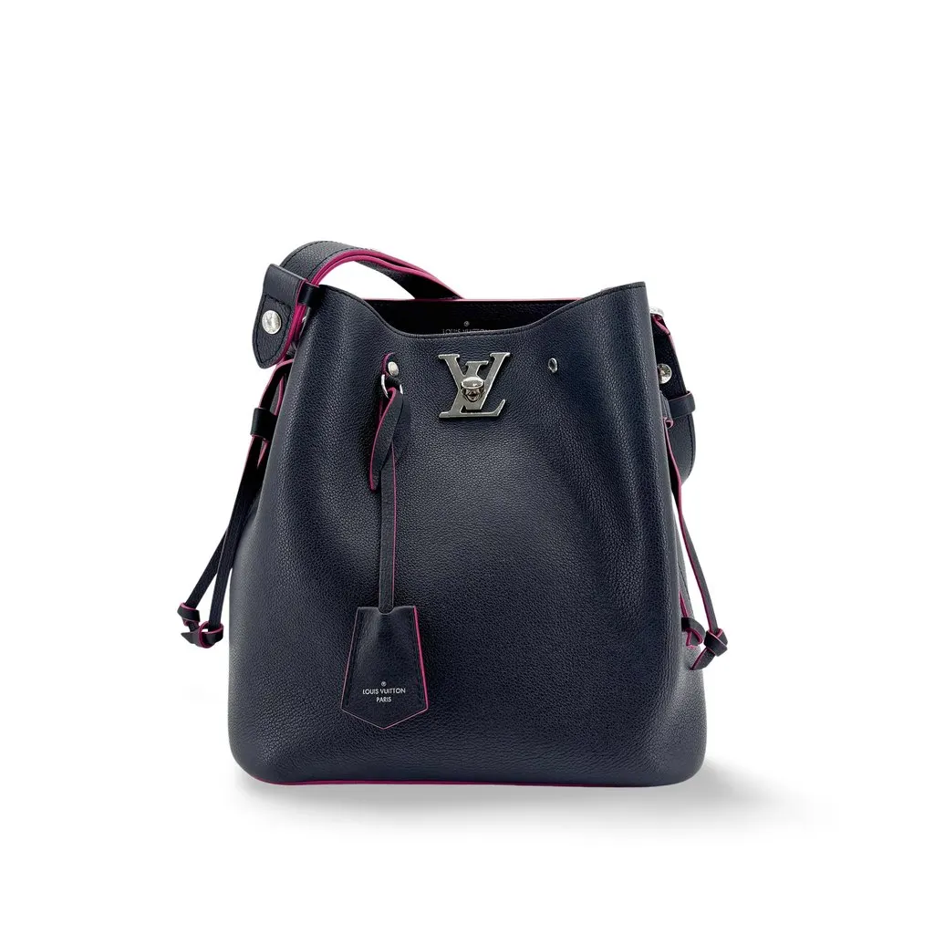 Louis Vuitton Lockme Bucket NV Marine Rouge Navy Leather Very good - Front View