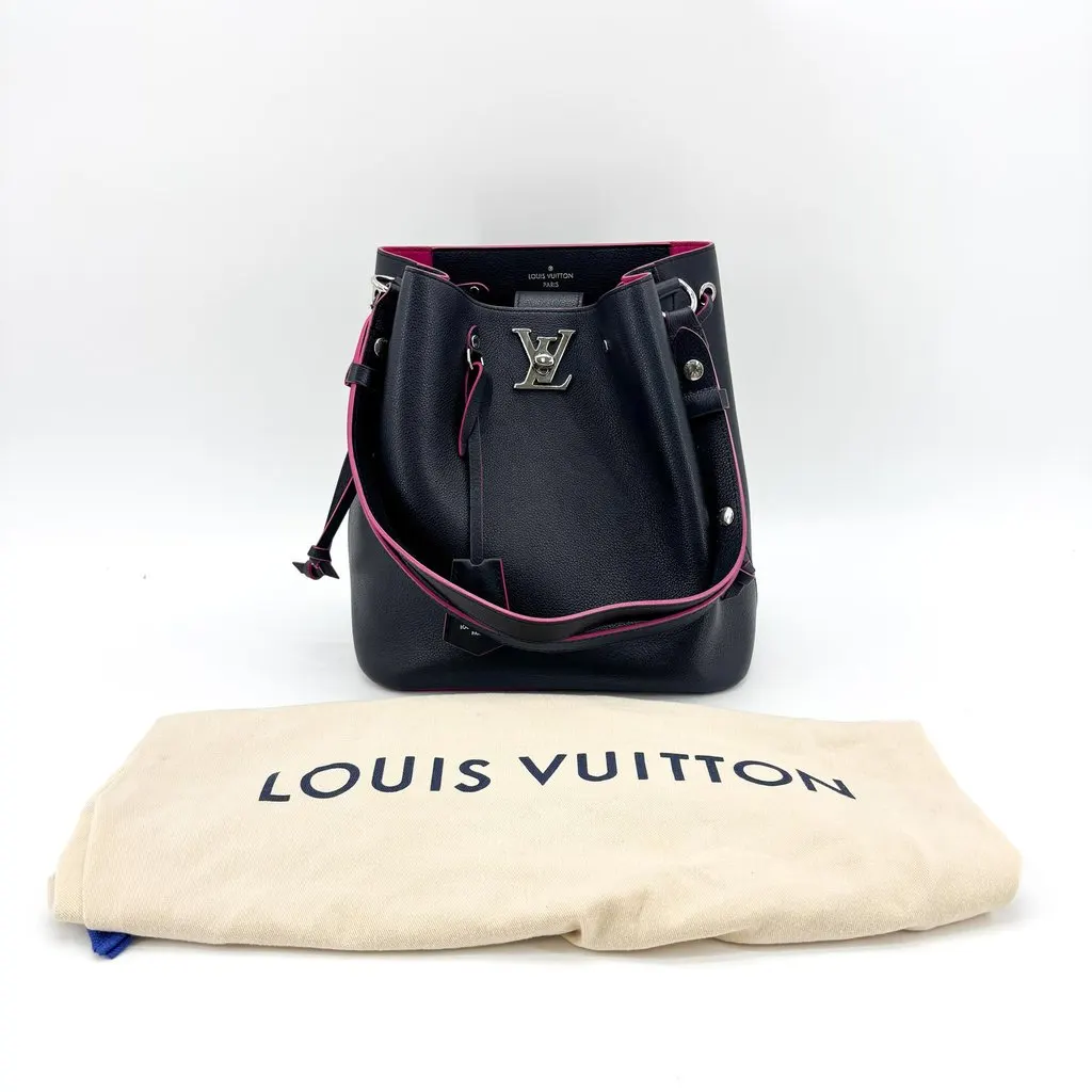 Louis Vuitton Lockme Bucket NV Marine Rouge Navy Leather Very good - Back View