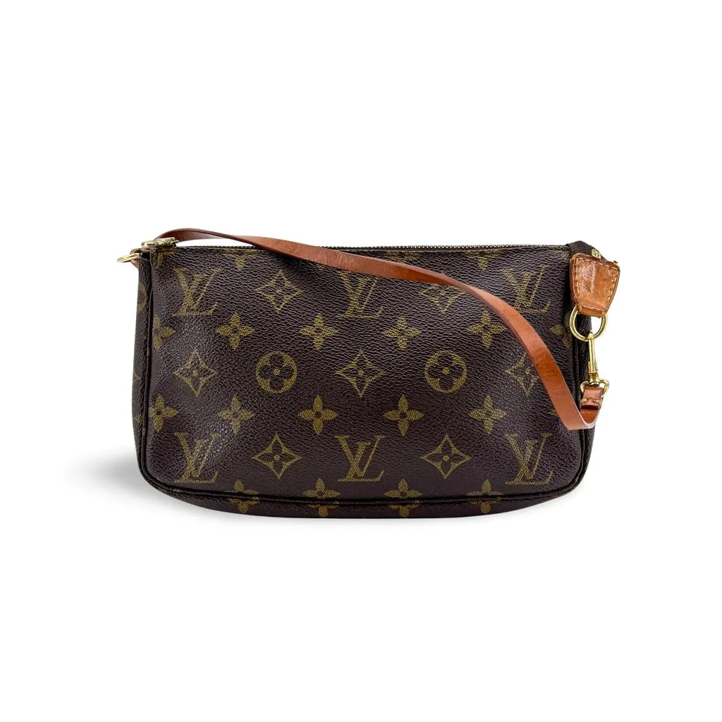 Louis Vuitton Monogram Pochette Accessoires Brown Canvas Good - Front View