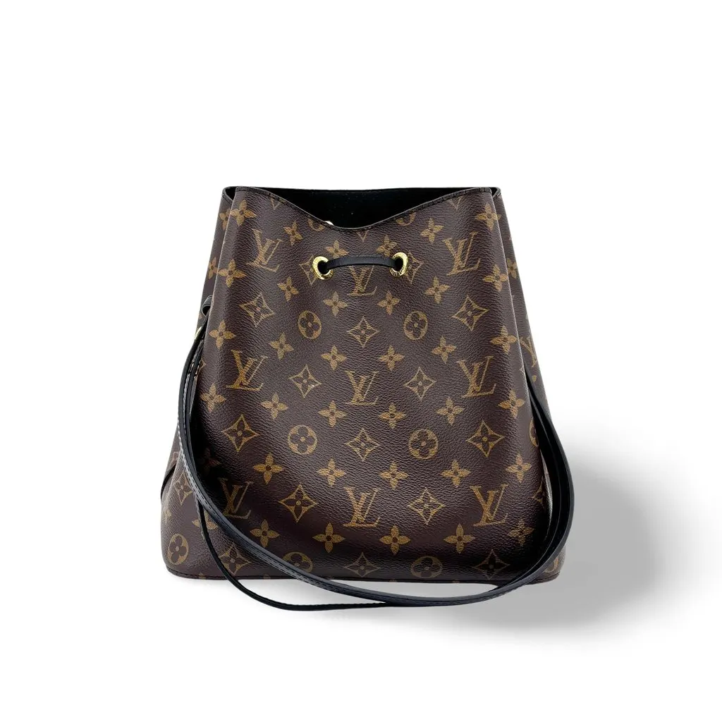 Louis Vuitton NeoNoe MM Monogram Noir Black Canvas Good - Front View