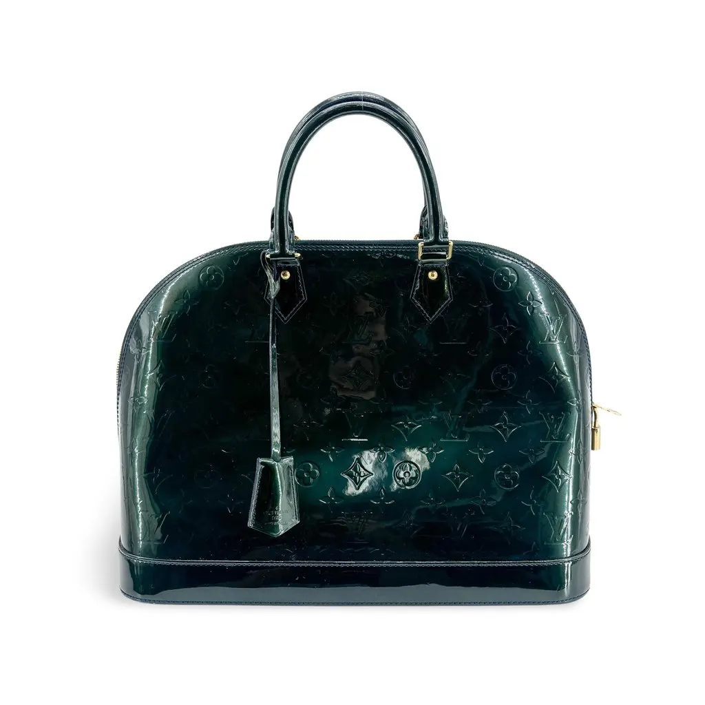 Louis Vuitton Monogram Vernis Alma PM Dark Green Green Leather Good - Front View