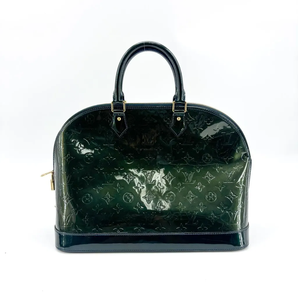 Louis Vuitton Monogram Vernis Alma PM Dark Green Green Leather Good - Back View