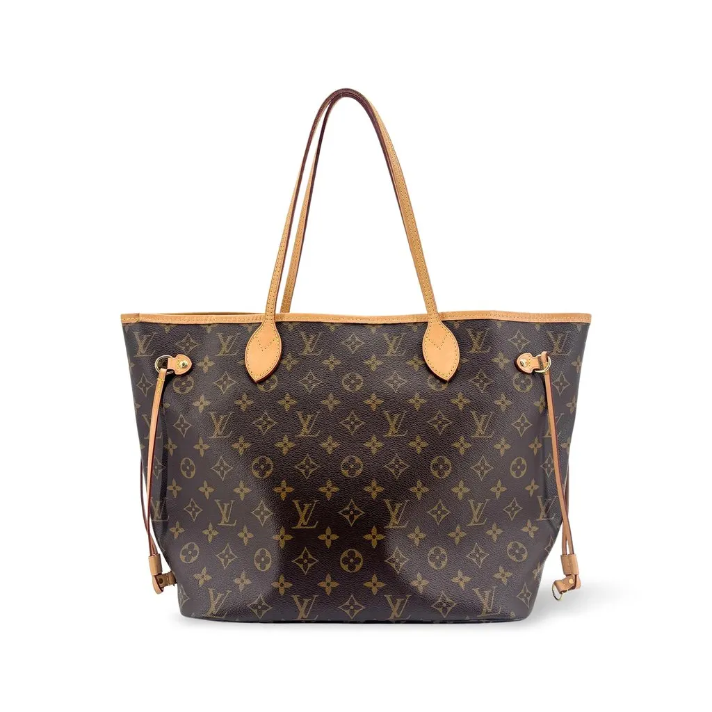 Louis Vuitton Neverfull MM Monogram Beige Canvas Good - Front View