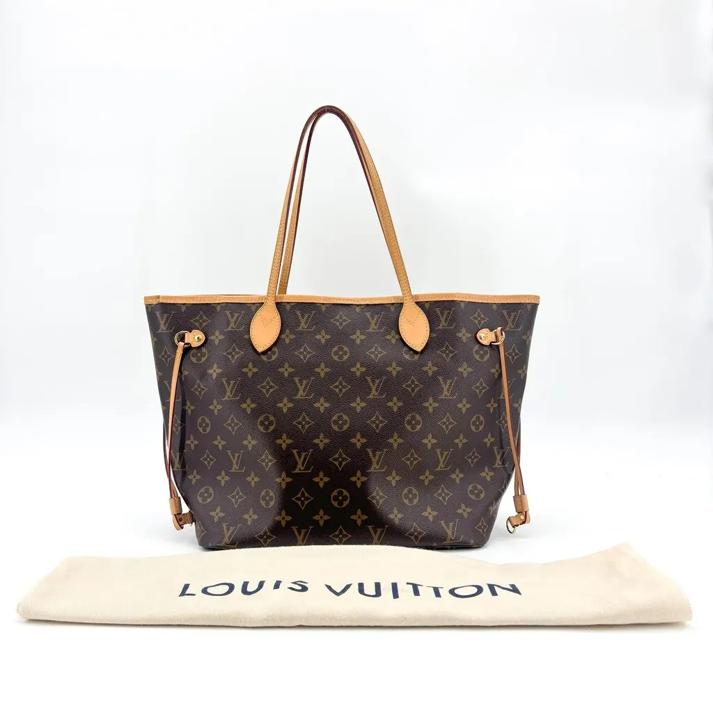 Louis Vuitton Neverfull MM Monogram Beige Canvas Good - Back View