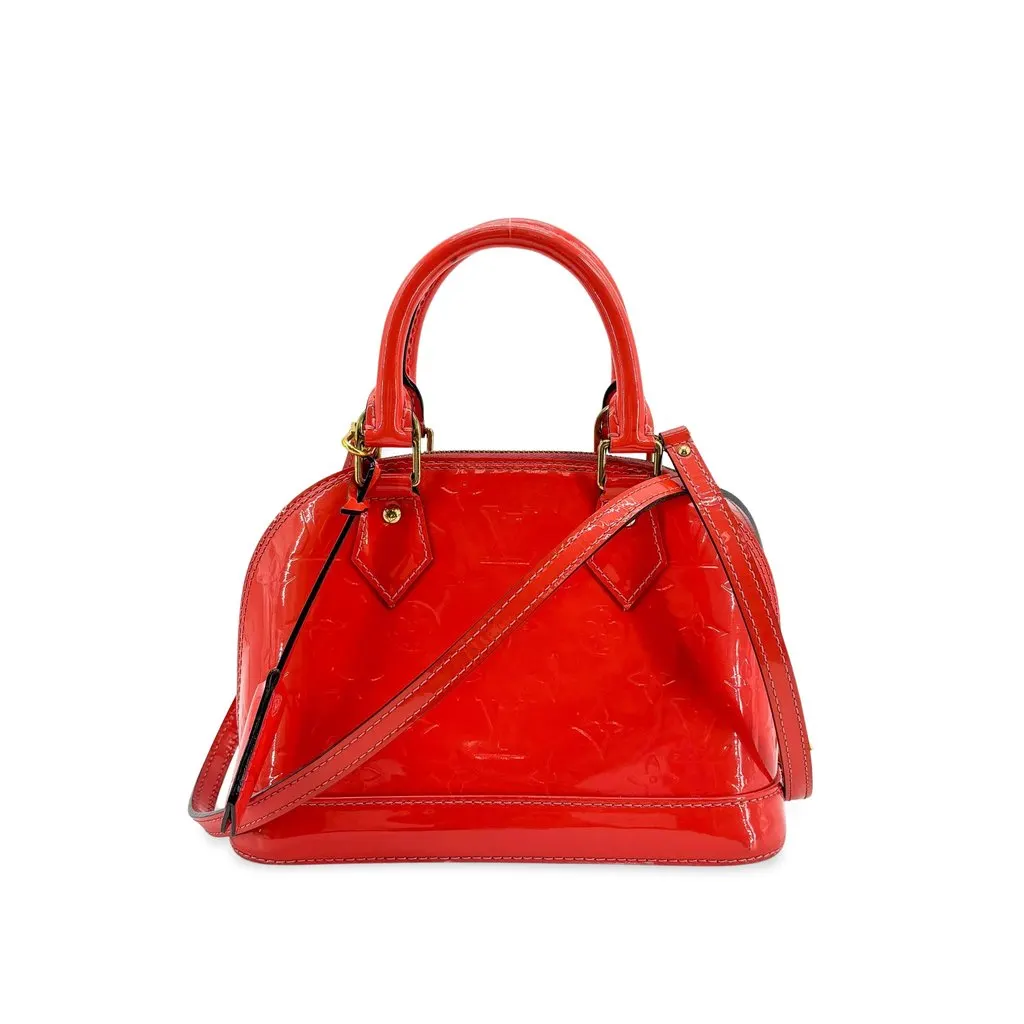 Louis Vuitton Alma BB Monogram Vernis Red Red Leather Good - Front View