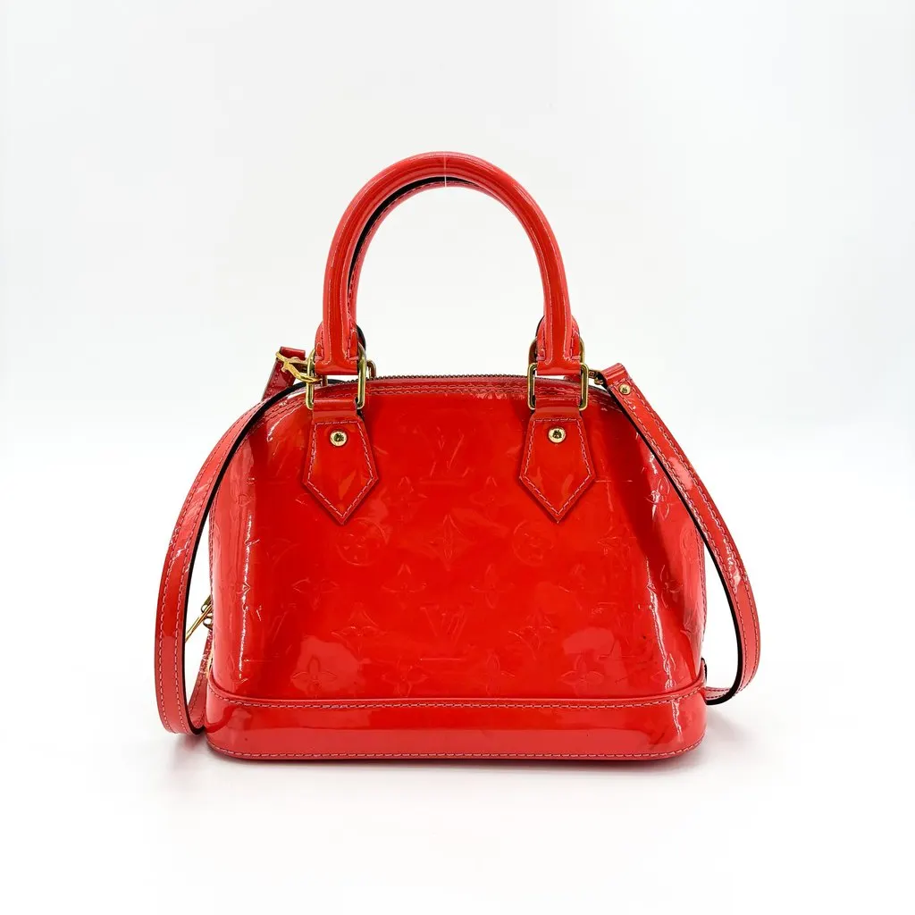Louis Vuitton Alma BB Monogram Vernis Red Red Leather Good - Back View