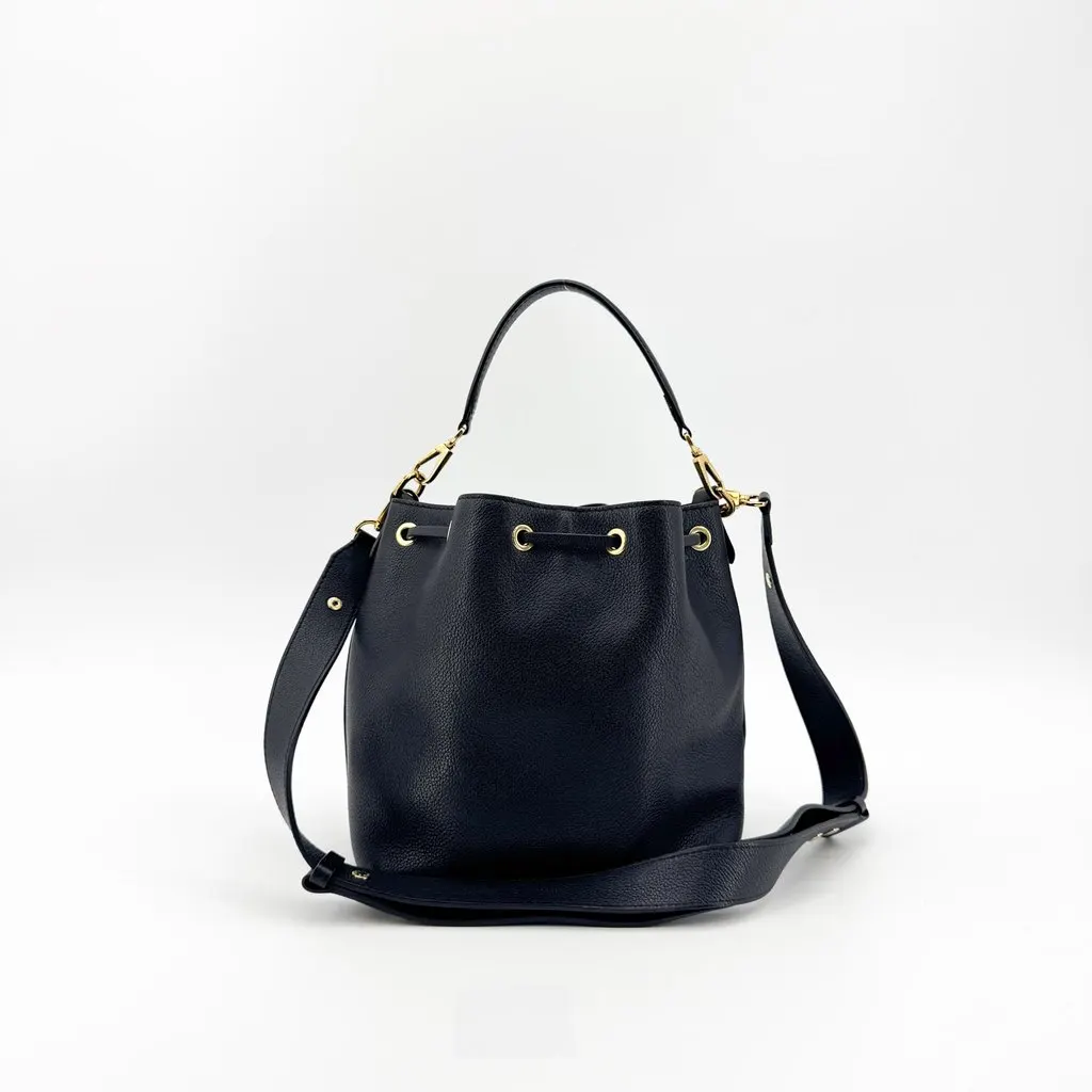 Louis Vuitton Lockme Bucket Bag Black Gold Hardware Black Leather Very good - Inside View