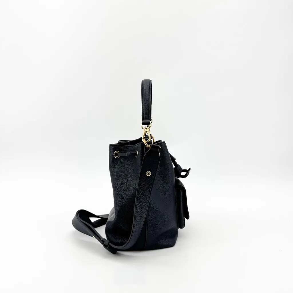 Louis Vuitton Lockme Bucket Bag Black Gold Hardware Black Leather Very good - Box View