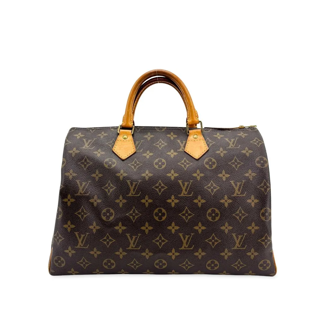 Louis Vuitton Monogram Speedy 35 Brown Canvas Good - Front View